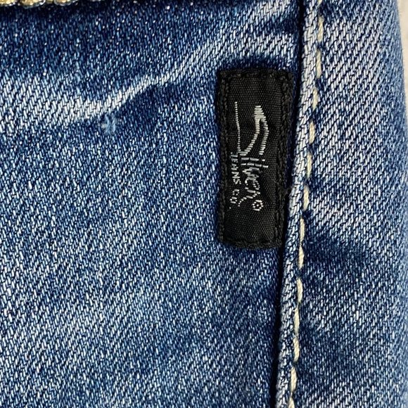 Silver Jeans Womens 28x33 Suki Bootcut Embroidered Mid Rise Stretch Dark‎ Wash - Picture 3 of 14
